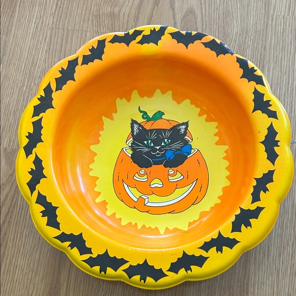 Festive Vintage Halloween Cat and Pumpkin Bowl - Picture 1 of 1